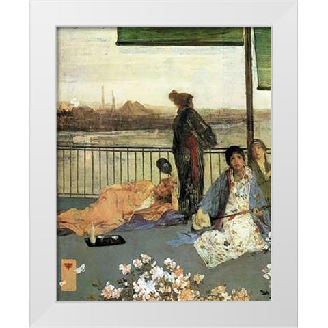 The Balcony 1864 White Modern Wood Framed Art Print by Whistler, James McNeill
