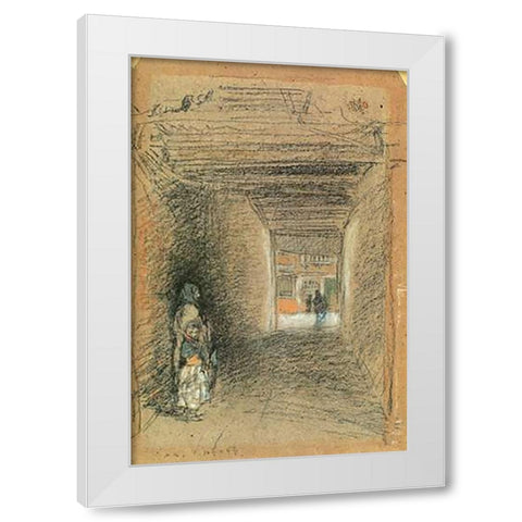 The Beggars Winter 1879 White Modern Wood Framed Art Print by Whistler, James McNeill
