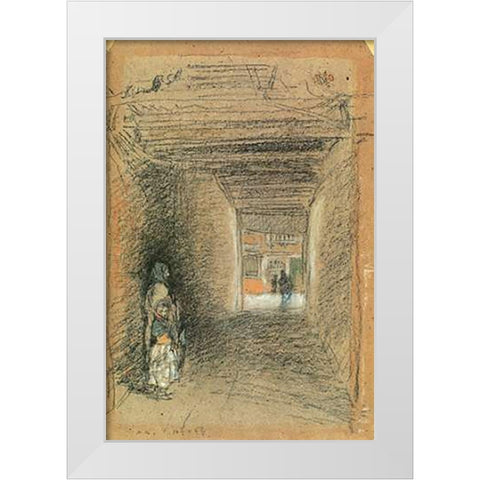 The Beggars Winter 1879 White Modern Wood Framed Art Print by Whistler, James McNeill