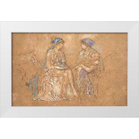 The Conversation 1890 White Modern Wood Framed Art Print by Whistler, James McNeill