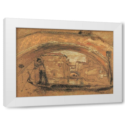 The Old Bridge Winter 1879 White Modern Wood Framed Art Print by Whistler, James McNeill