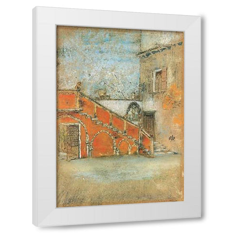 The Staircase Note In Red 1880 White Modern Wood Framed Art Print by Whistler, James McNeill