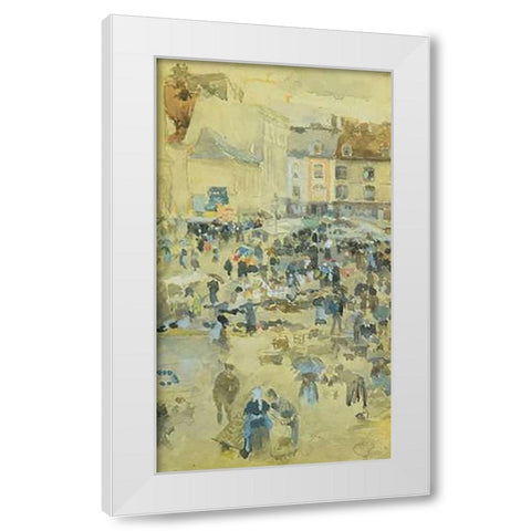Variations In Violet And Grey Market Place Dieppe 1885 White Modern Wood Framed Art Print by Whistler, James McNeill