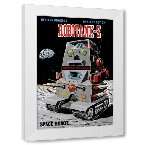 Robotank-Z Space Robot White Modern Wood Framed Art Print by Retrobot