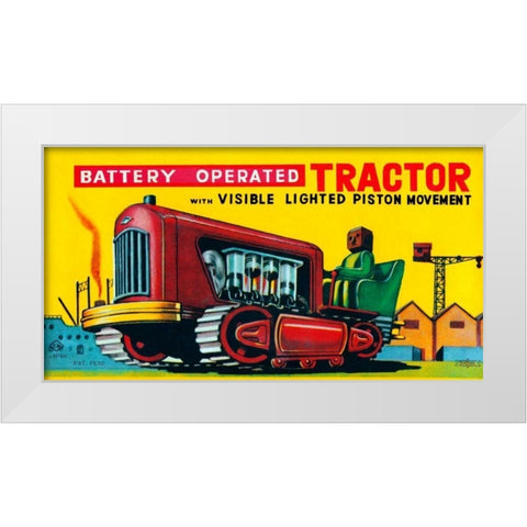Battery Operated Tractor White Modern Wood Framed Art Print by Retrobot