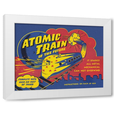 Atomic Train of the Future White Modern Wood Framed Art Print by Retrobot