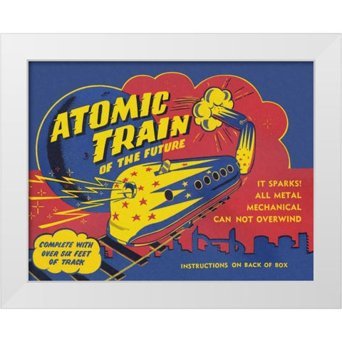 Atomic Train of the Future White Modern Wood Framed Art Print by Retrobot