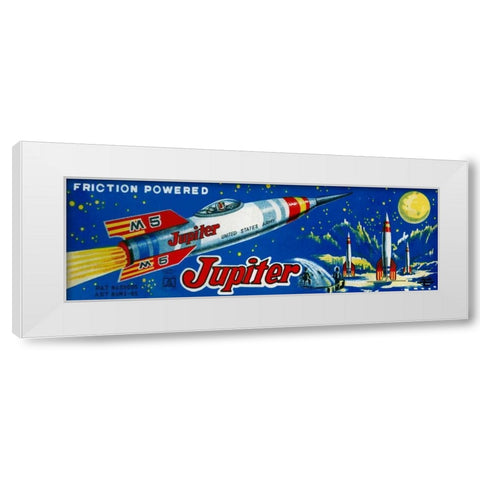Friction Powered Jupiter M-5 White Modern Wood Framed Art Print by Retrobot