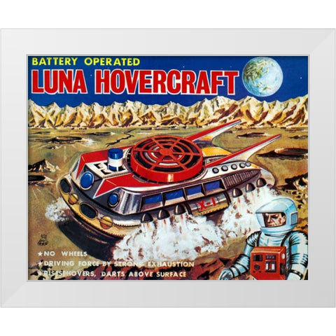 Luna Hovercraft White Modern Wood Framed Art Print by Retrobot