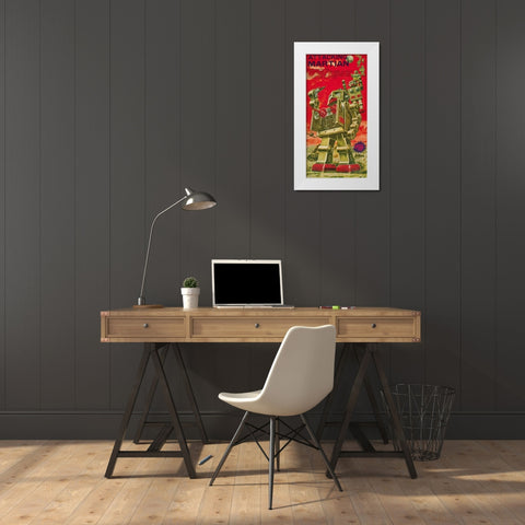 Attacking Martian White Modern Wood Framed Art Print by Retrobot