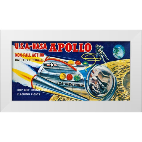 U.S.A. - NASA Apollo White Modern Wood Framed Art Print by Retrobot