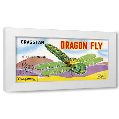 Cragstan Dragon Fly White Modern Wood Framed Art Print by Retrobot