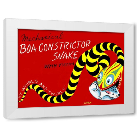 Boa Constrictor Snake with Victim White Modern Wood Framed Art Print by Retrobot