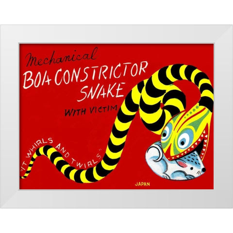 Boa Constrictor Snake with Victim White Modern Wood Framed Art Print by Retrobot