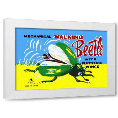 Mechanical Walking Beetle White Modern Wood Framed Art Print by Retrobot