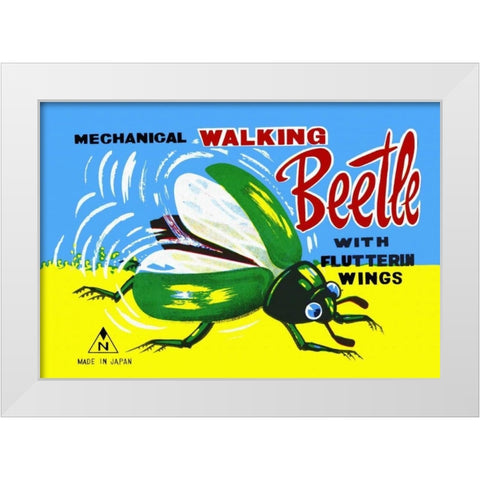 Mechanical Walking Beetle White Modern Wood Framed Art Print by Retrobot