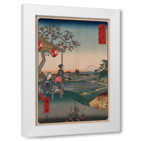 Fujimi Teahouse at Zoshigaya White Modern Wood Framed Art Print by Hiroshige, Ando