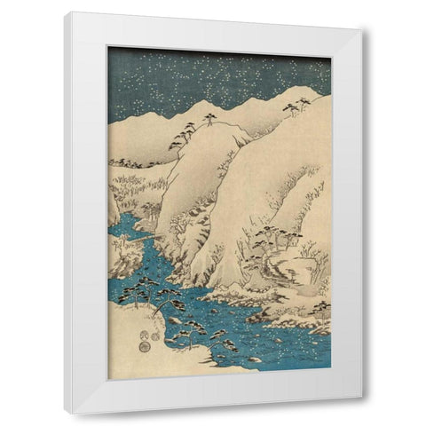 Mountains and rivers on the Kiso Road  #1 White Modern Wood Framed Art Print by Hiroshige, Ando