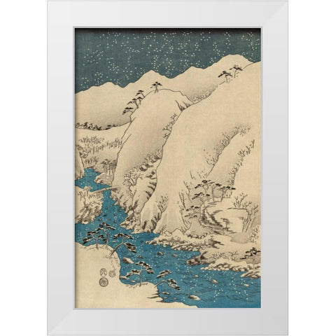 Mountains and rivers on the Kiso Road  #1 White Modern Wood Framed Art Print by Hiroshige, Ando