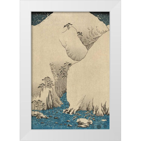 Mountains and rivers on the Kiso Road  #2 White Modern Wood Framed Art Print by Hiroshige, Ando