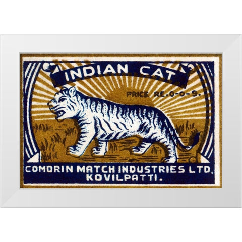 Indian Cat White Modern Wood Framed Art Print by Phillumenart