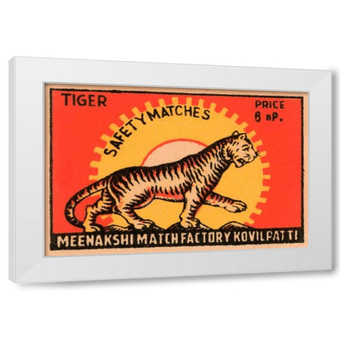 Tiger Safety Matches White Modern Wood Framed Art Print by Phillumenart