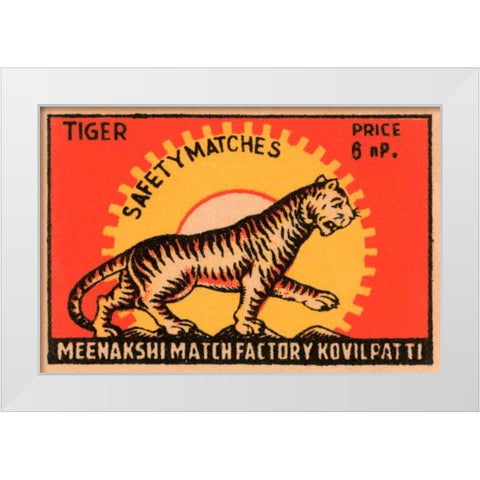 Tiger Safety Matches White Modern Wood Framed Art Print by Phillumenart
