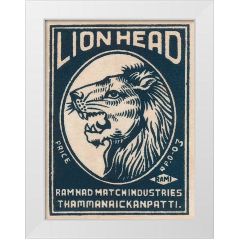 Lion Head White Modern Wood Framed Art Print by Phillumenart