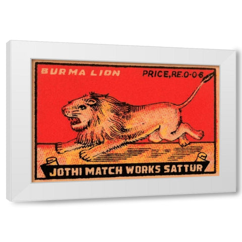 Burma Lion White Modern Wood Framed Art Print by Phillumenart