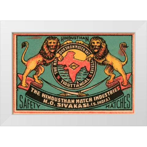 Hindusthan Safety Matches White Modern Wood Framed Art Print by Phillumenart