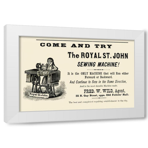 The Royal St. John Sewing Machine White Modern Wood Framed Art Print by Unknown