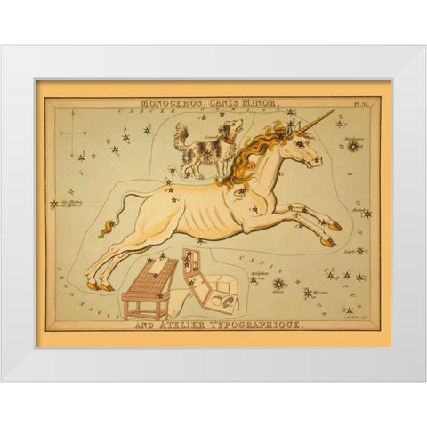 Monoceros, Canis Minor, and Atelier Typographique White Modern Wood Framed Art Print by Aspin, Jehoshaphat
