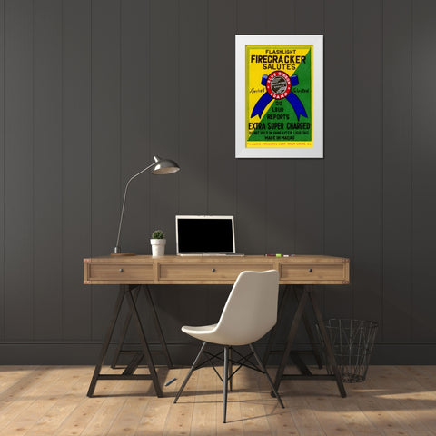 Flashlight Firecracker Salutes - Blue Ribbon Brand White Modern Wood Framed Art Print by Unknown