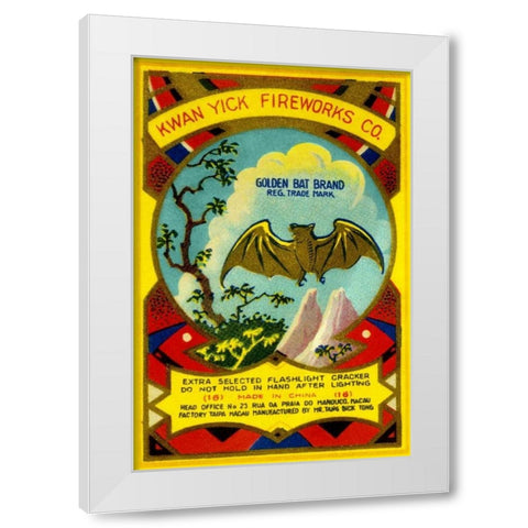 Golden Bat Firecrackers White Modern Wood Framed Art Print by Unknown