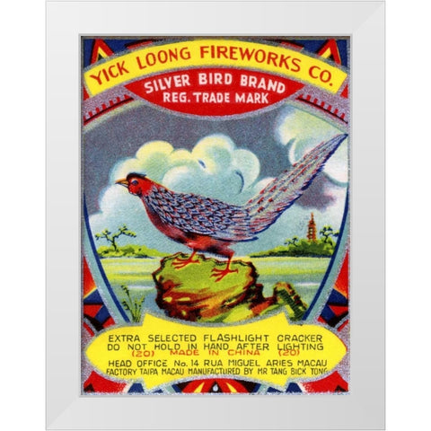 Yick Loong Silver Bird Brand Firecracker White Modern Wood Framed Art Print by Unknown