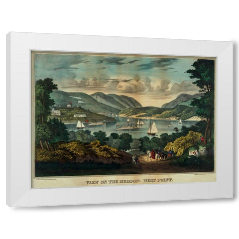 View on the Hudson - West Point White Modern Wood Framed Art Print by Unknown