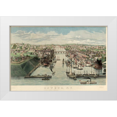 Oswego New York Harbor White Modern Wood Framed Art Print by Unknown