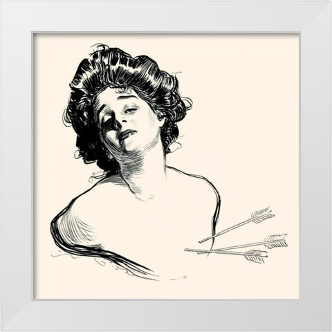 Pierced in the Heart White Modern Wood Framed Art Print by Gibson, Charles Dana