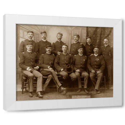 Officers of the 9th Cavalry White Modern Wood Framed Art Print by Grabill, John C.H.