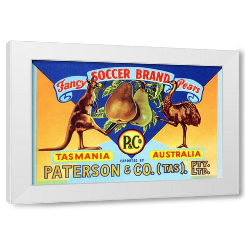 Fancy Soccer Brand Pears White Modern Wood Framed Art Print by Unknown