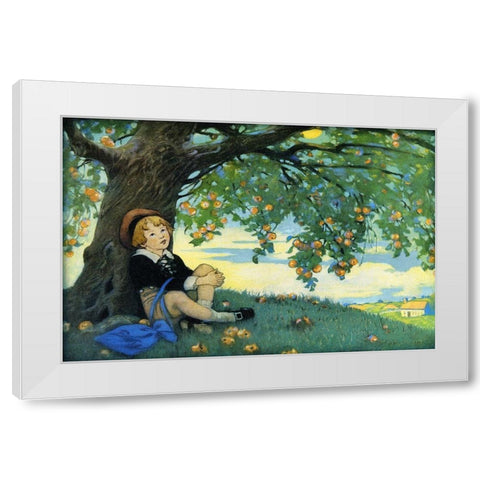 Boy Under an Apple Tree White Modern Wood Framed Art Print by Smith, Jesse Willcox