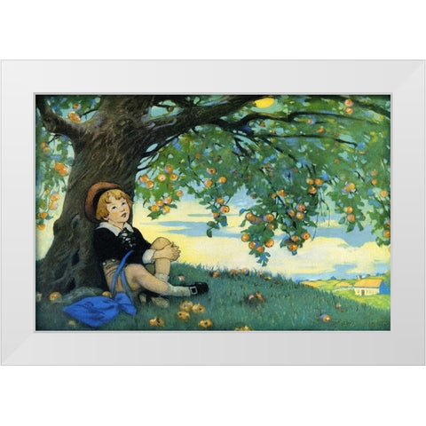 Boy Under an Apple Tree White Modern Wood Framed Art Print by Smith, Jesse Willcox