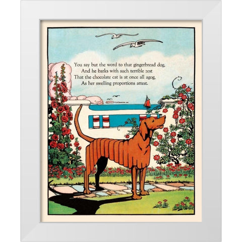 Gingerbread Dog White Modern Wood Framed Art Print by Field, Eugene