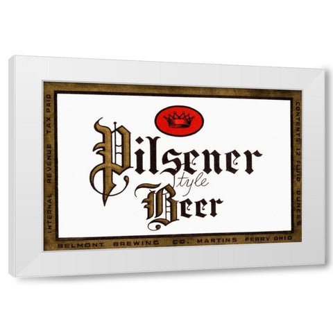 Pilsener Style Beer White Modern Wood Framed Art Print by Vintage Booze Labels