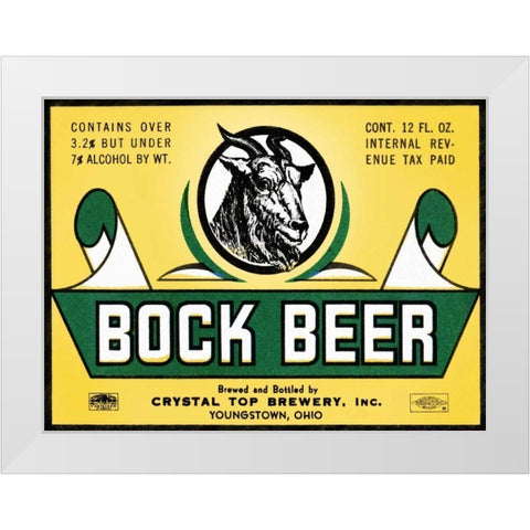 Bock Beer White Modern Wood Framed Art Print by Vintage Booze Labels