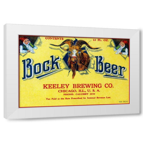 Bock Beer White Modern Wood Framed Art Print by Vintage Booze Labels
