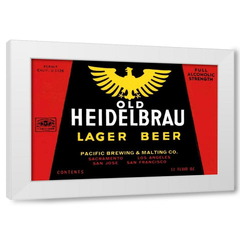 Old Heidelbrau Lager Beer White Modern Wood Framed Art Print by Vintage Booze Labels
