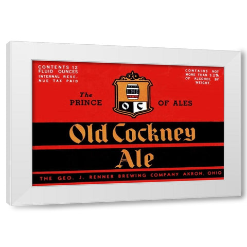 Old Cockney Ale White Modern Wood Framed Art Print by Vintage Booze Labels