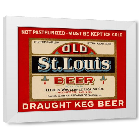 Old St. Louis Beer White Modern Wood Framed Art Print by Vintage Booze Labels