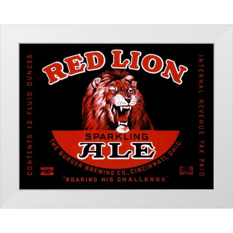 Red Lion Ale White Modern Wood Framed Art Print by Vintage Booze Labels